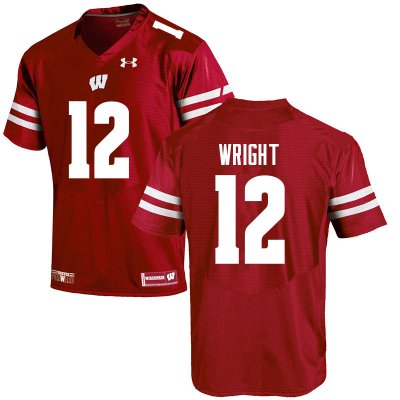 Men's Wisconsin Badgers NCAA #12 Daniel Wright Red Authentic Under Armour Stitched College Football Jersey GS31I25WK
